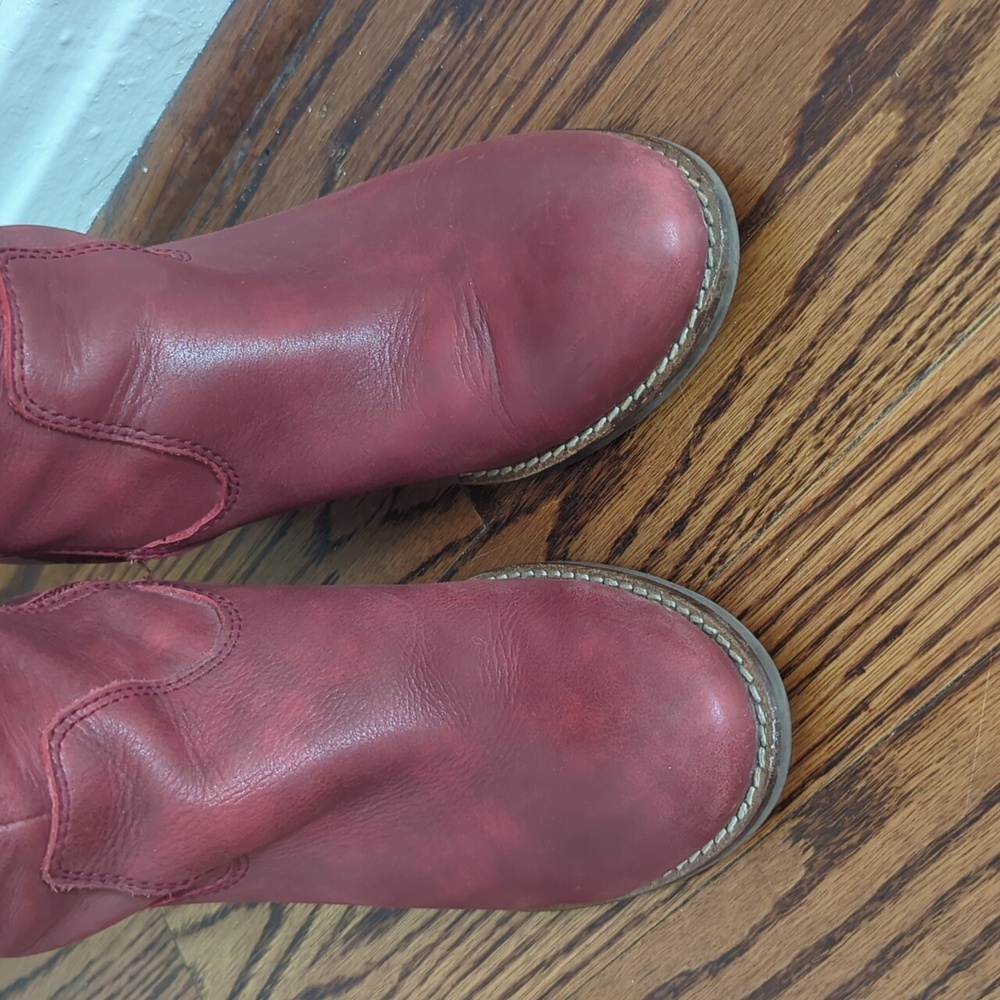 Seychelles Tall Red Leather Heeled Boots - Picture 3 of 10